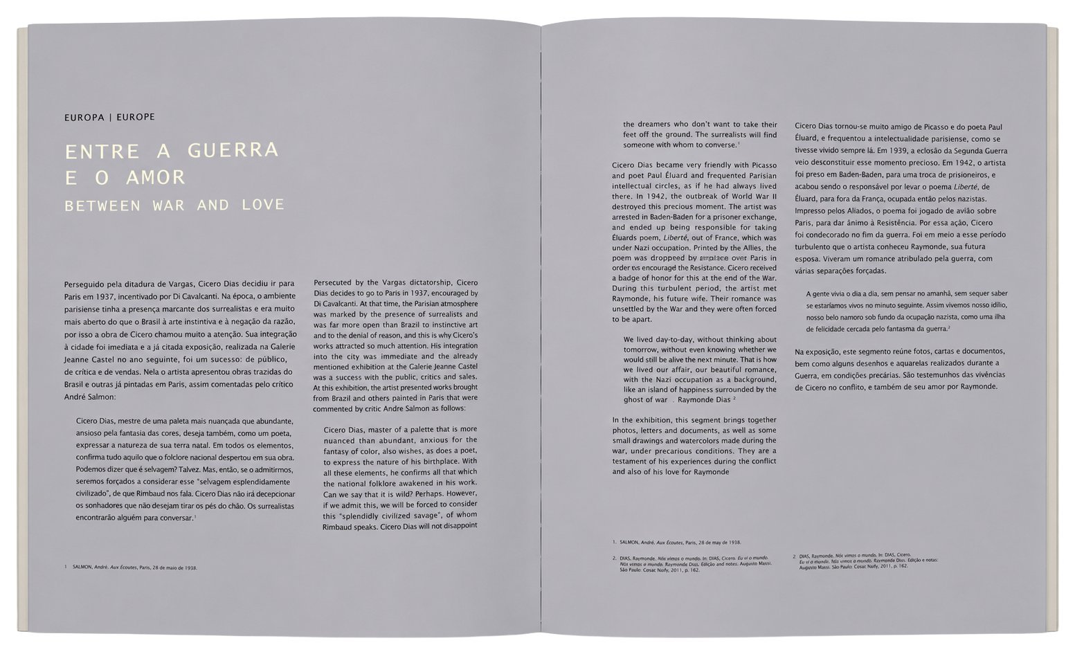 Abertura da seção Entre a Guerra e o Amor
