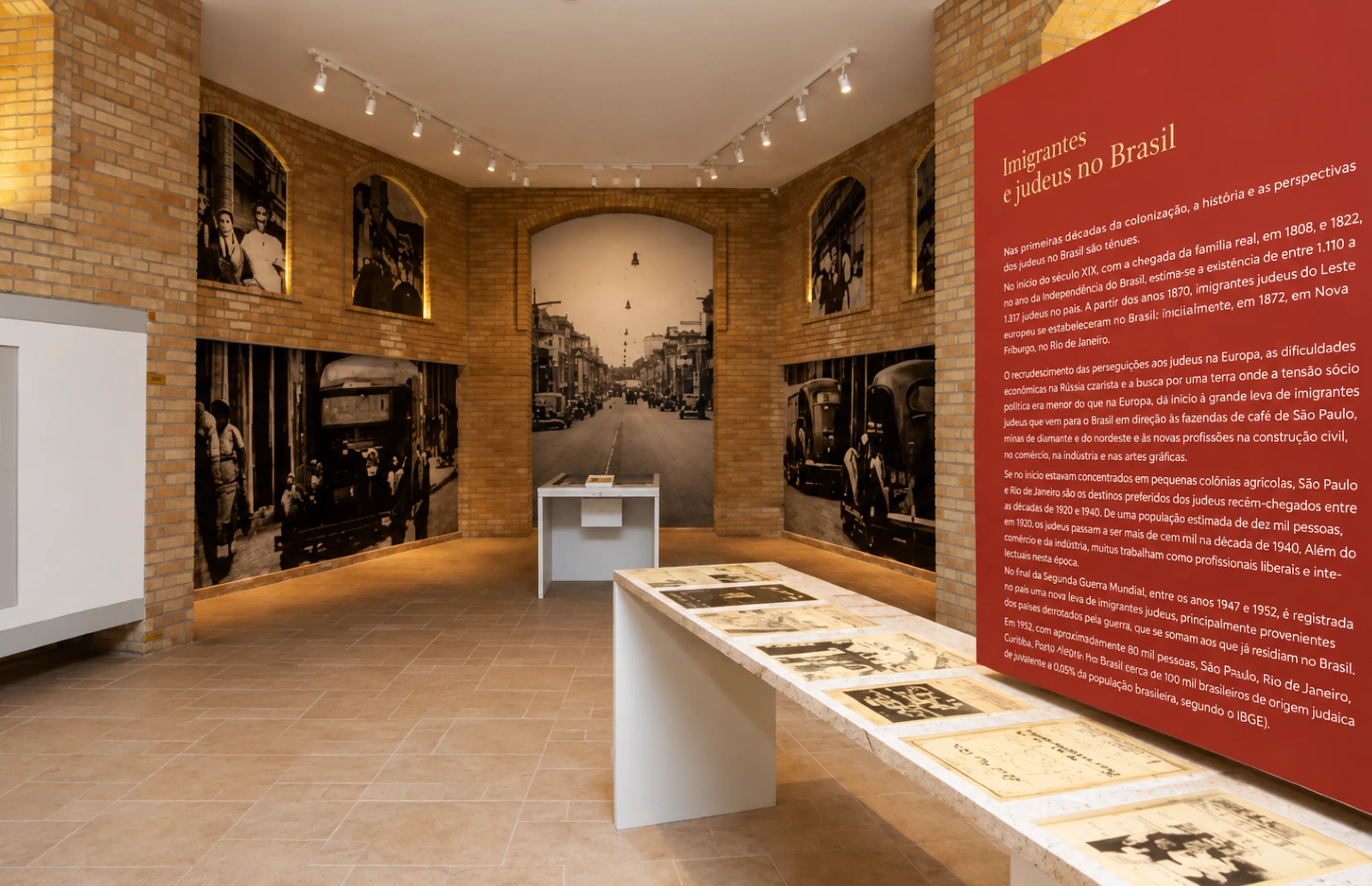 Ambiente expositivo do Memorial da Imigração Judaica