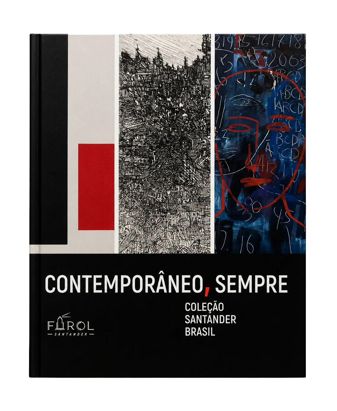 Capa do catálogo Contemporâneo, sempre - coleção Santander Brasil, projeto editorial da Via Traço